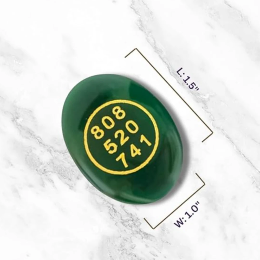 Agatesvibe Certified Green Jade Zibu Symbols – Pre-Energized Healing Aventurine Crystal for Luck, Abundance, Chakra Balance, Money & Manifestation – 808 520 741 Energy Coin