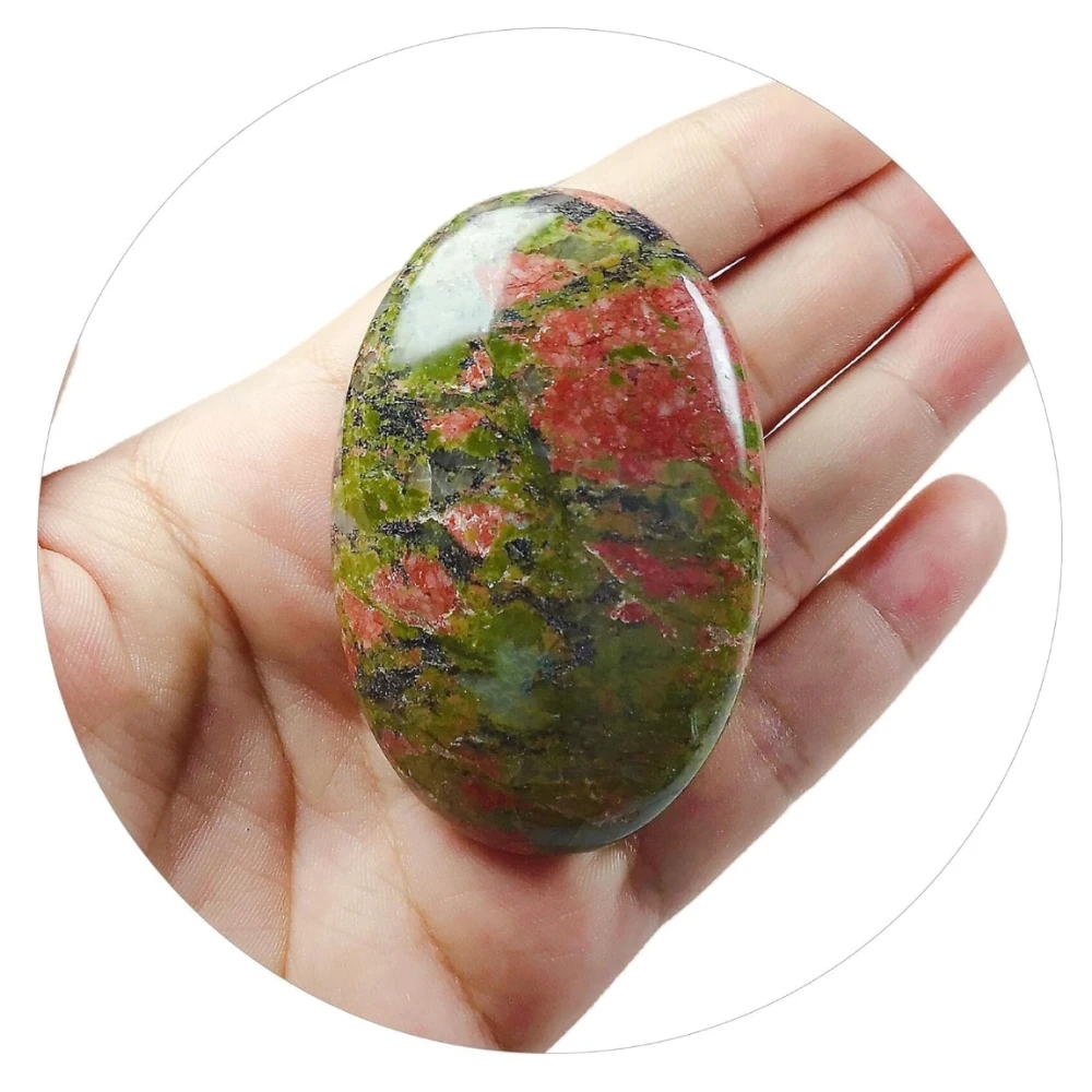 Agatesvibe Natural Palm Stone Crystal – Polished Chakra Reiki Healing Oval Worry Stone for Anxiety & Stress Relief Therapy (Pack of 1) (Multicolour)