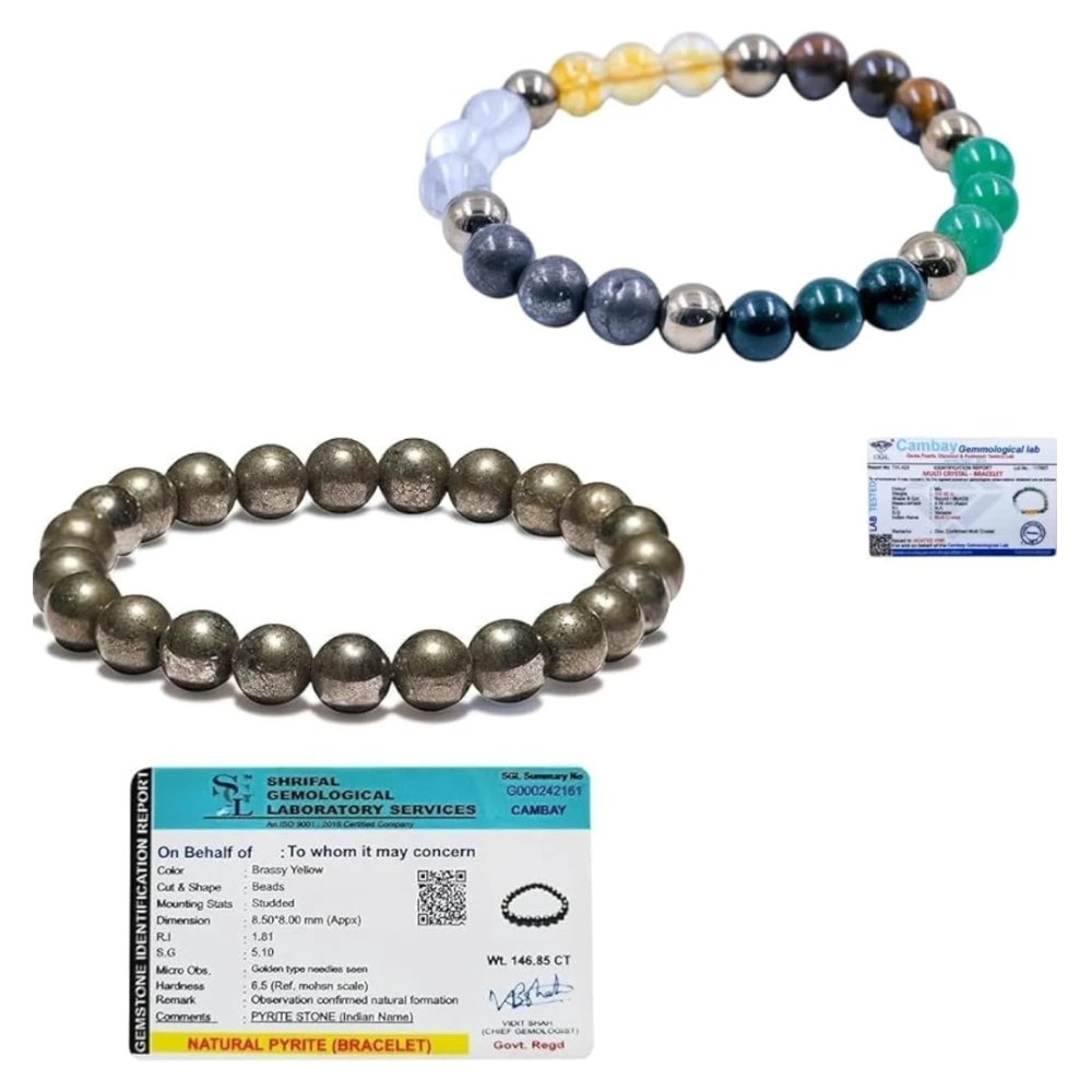 Dhan Yog Bracelet for Wealth & Prosperity | Pyrite, Citrine & Aventurine Healing Crystal | Astrology Money Attraction for Men & Women | Certified Raw Pyrite for Confidence & Success | Beautifully Crafted Dhanyog Energy