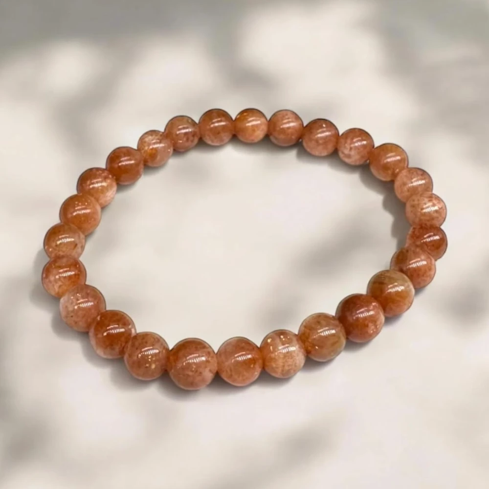 Agatesvibe Premium Certified Golden Sunstone Bracelet | Authentic Sun Sitara Gemstone Wrist Band (Pack of 1)