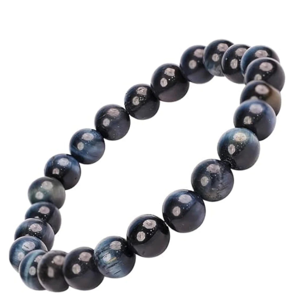 Agatesvibe Crystal Bracelet for Men & Women (8mm) | Gemstone Round Beads Bracelet for Girls | Elastic Casual Bracelet for Boys | Natural Reiki Feng Shui Healing Stone Bracelet for Unisex Adults (PAck of 1) (Tiger Eye)