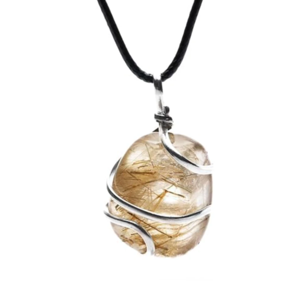 Agatesvibe Healing Crystal Pendant Necklace for Women – Handmade Jewelry with Ethically Sourced Genuine Crystals & Healing Stones (Pack of 1) (Golden Rutilated Quartz)