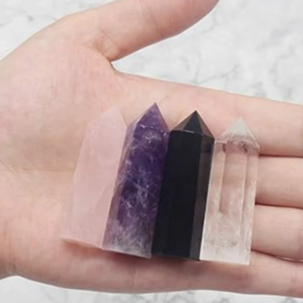 Agatesvibe Goege Bailey Amethyst Crystal Wand – Healing Stone | Faceted Reiki Chakra Meditation Tool for Energy Balancing & Spiritual Therapy (4 Sets)