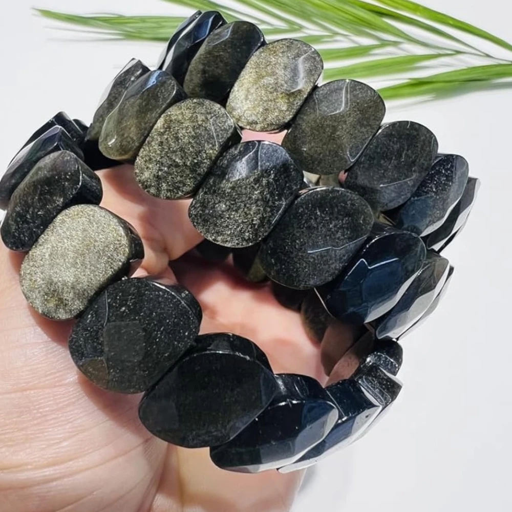 Agatesvibe Certified Reiki Healing Gemstone Bracelet – Tiger Eye, Aventurine, Amethyst & Jade Bangle Natural Tiger Eye & Amethyst Gemstone Bracelet – Vastu Expert Charged Healing Bangle (Pack of 1) (Black)