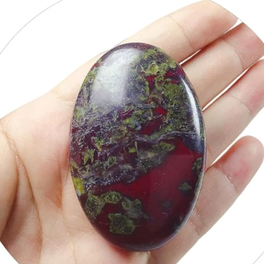 Agatesvibe Natural Palm Stone Crystal – Polished Chakra Reiki Healing Oval Worry Stone for Anxiety & Stress Relief Therapy (Pack of 1) (Red)