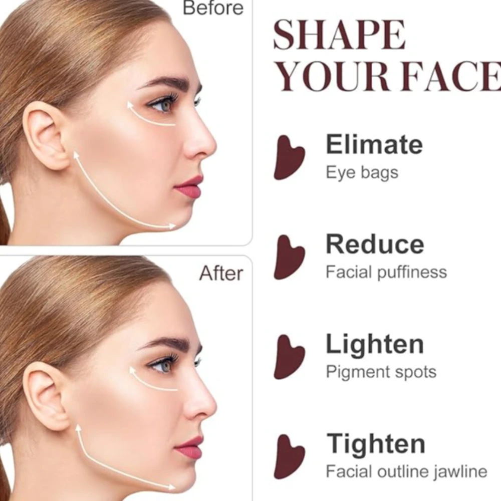 Agatesvibe Gua Sha Facial Tool for Face and Body, Gua Sha for Self Care, Guasha Tool Tensions Relief and Reducing Puffiness,Self Care Gifts for Woman/Men, Skin Gifts (Pack of 1) (Rose)