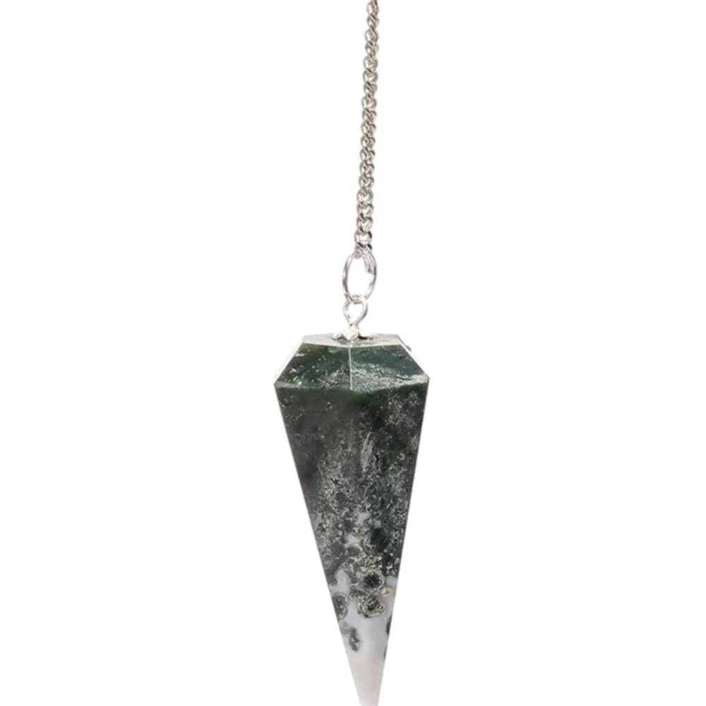 Agatesvibe "7 Chakra Stones Pendulum – Energy Healing & Dowsing Crystal | Reiki Pendulum with Chakra Chain & Ball for Meditation & Grids(Pack of 1) (Tree Agate)