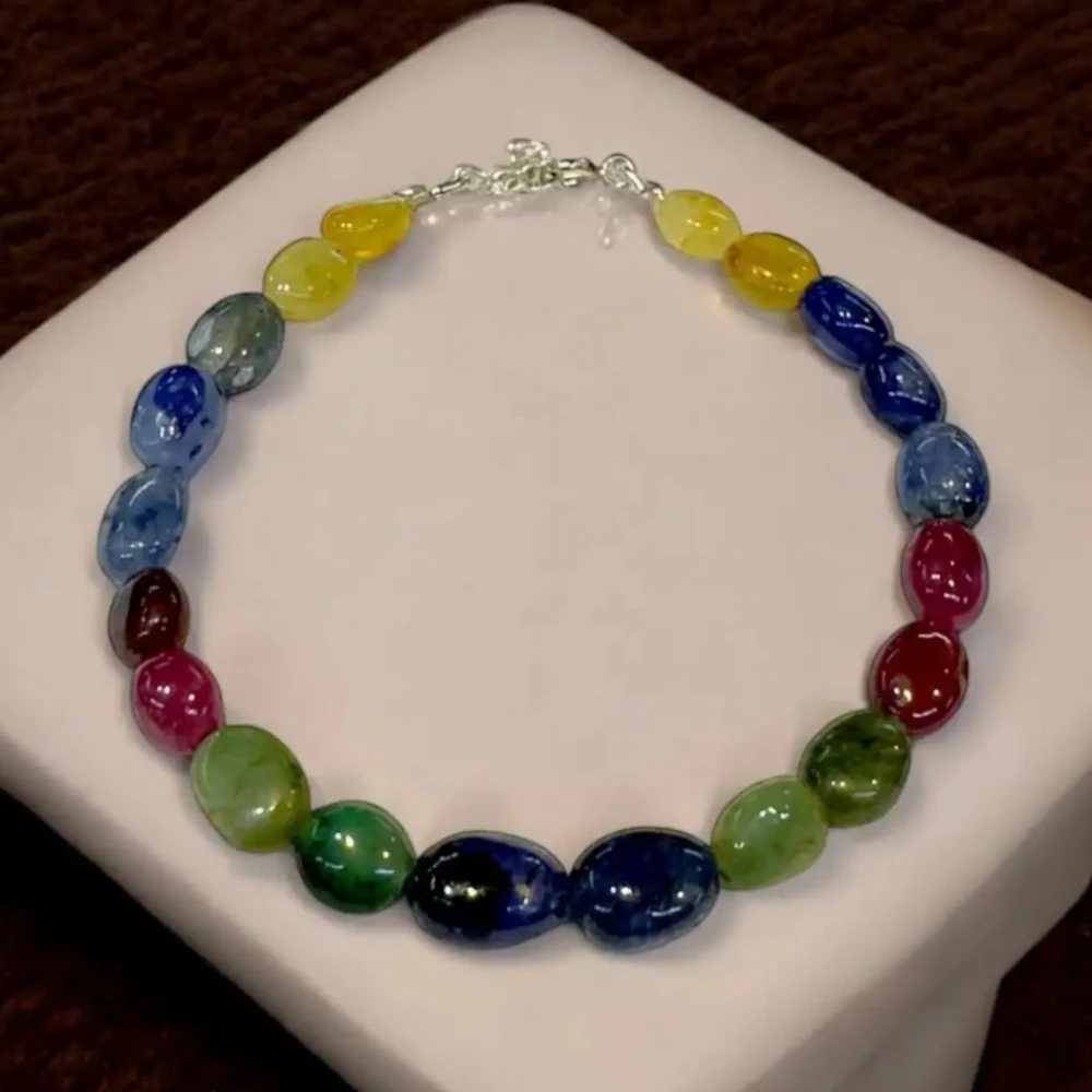 Agatesvibe Ruby, Emerald & sapphire Bracelet Confidence, Self-Love, and Emotional Balance (Pack of 1)