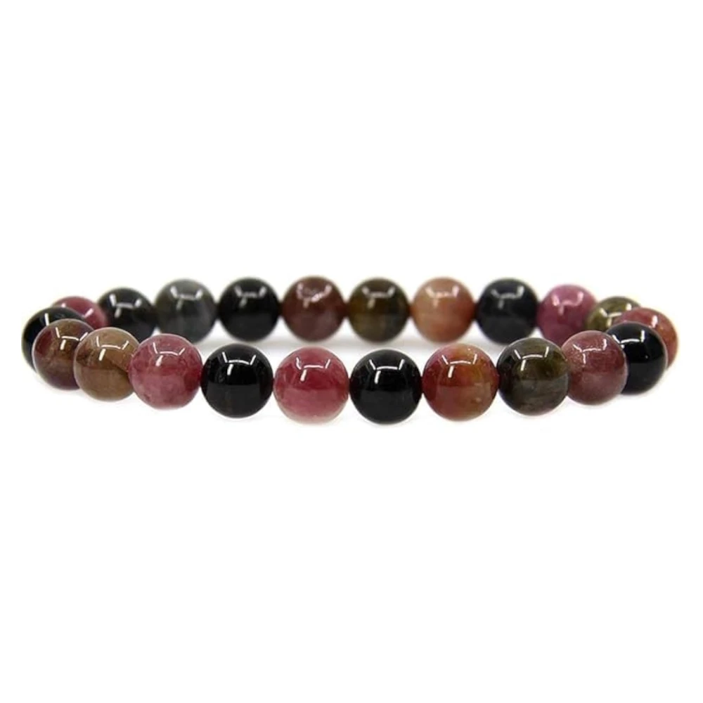 Agatesvibe Handmade Semi-Precious Gemstone Beaded Bracelet – 8mm Round Stretch Bracelet (7") for Unisex (Pack of 1) (Multicolor India Agate)