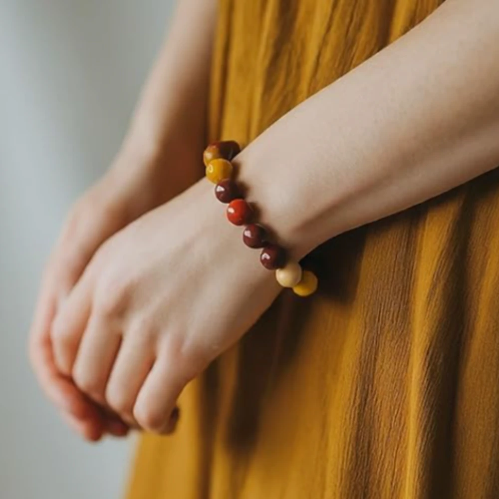 Agatesvibe Natural Certified 8mm Healing Crystal Bracelet | Unisex Stretchable Design | Chakra Balancing, Inner Peace & Abundance for Overall Well-being (Pack of 1) (Mookaite)