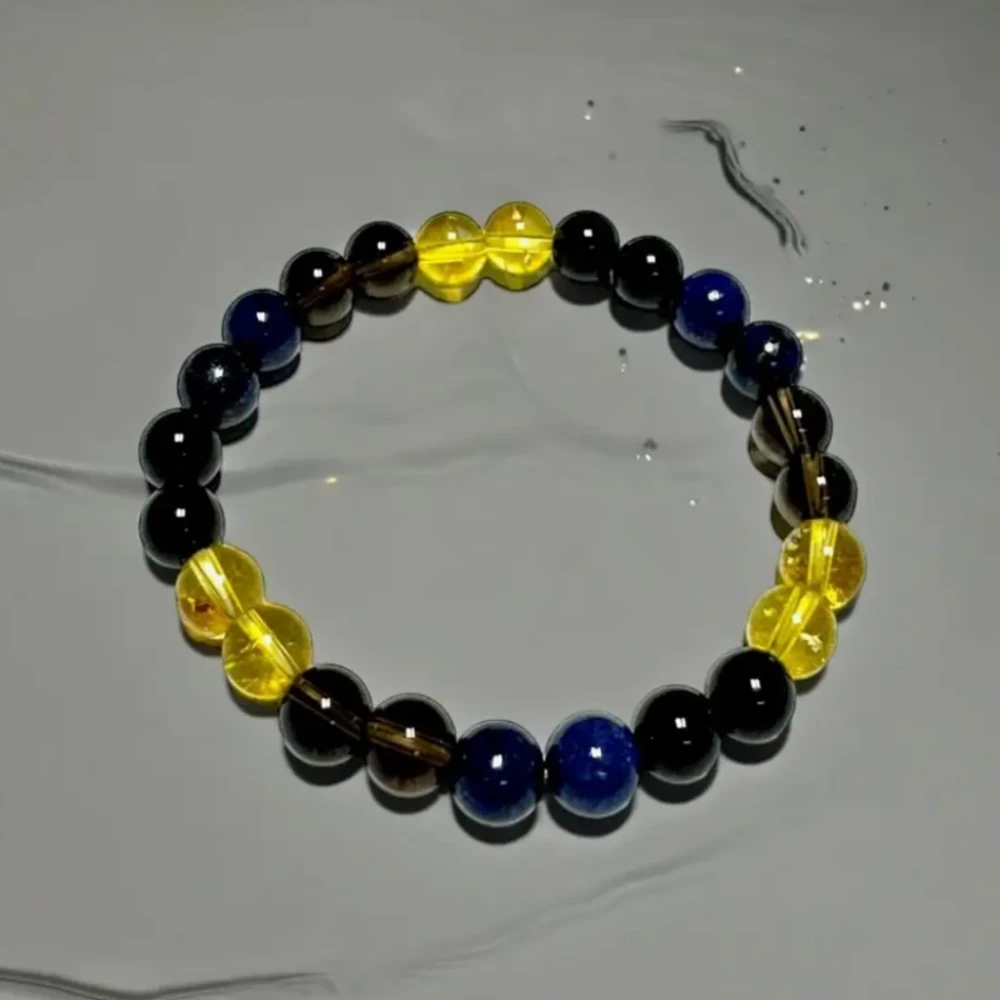 Agatesvibe Sagittarius Zodiac Bracelet – Lapis Lazuli, Black Obsidian, Smoky Quartz & Citrine for Protection & Positivity (Pack of 1)