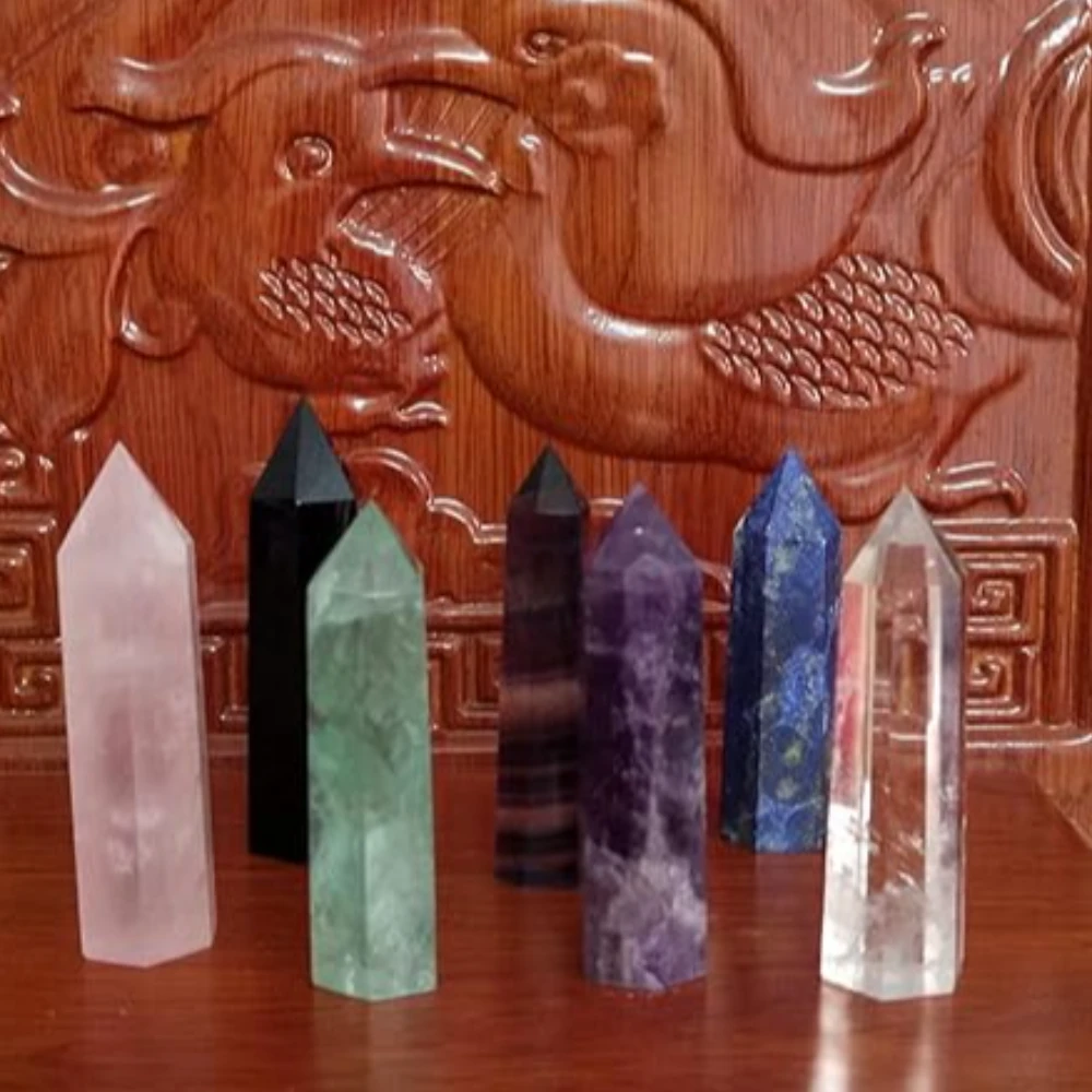 Agatesvibe Goege Bailey Amethyst Crystal Wand – Healing Stone | Faceted Reiki Chakra Meditation Tool for Energy Balancing & Spiritual Therapy (4 Pcs Black Quartz)