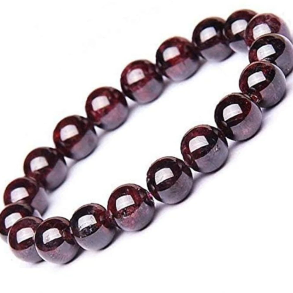 Agatesvibe™ Red Garnet Crystal Bracelet (8mm) – Natural Gemstone Beads for Men & Women | Elastic Reiki & Feng Shui Healing Stone | Unisex Casual Jewelry | Pack of 1