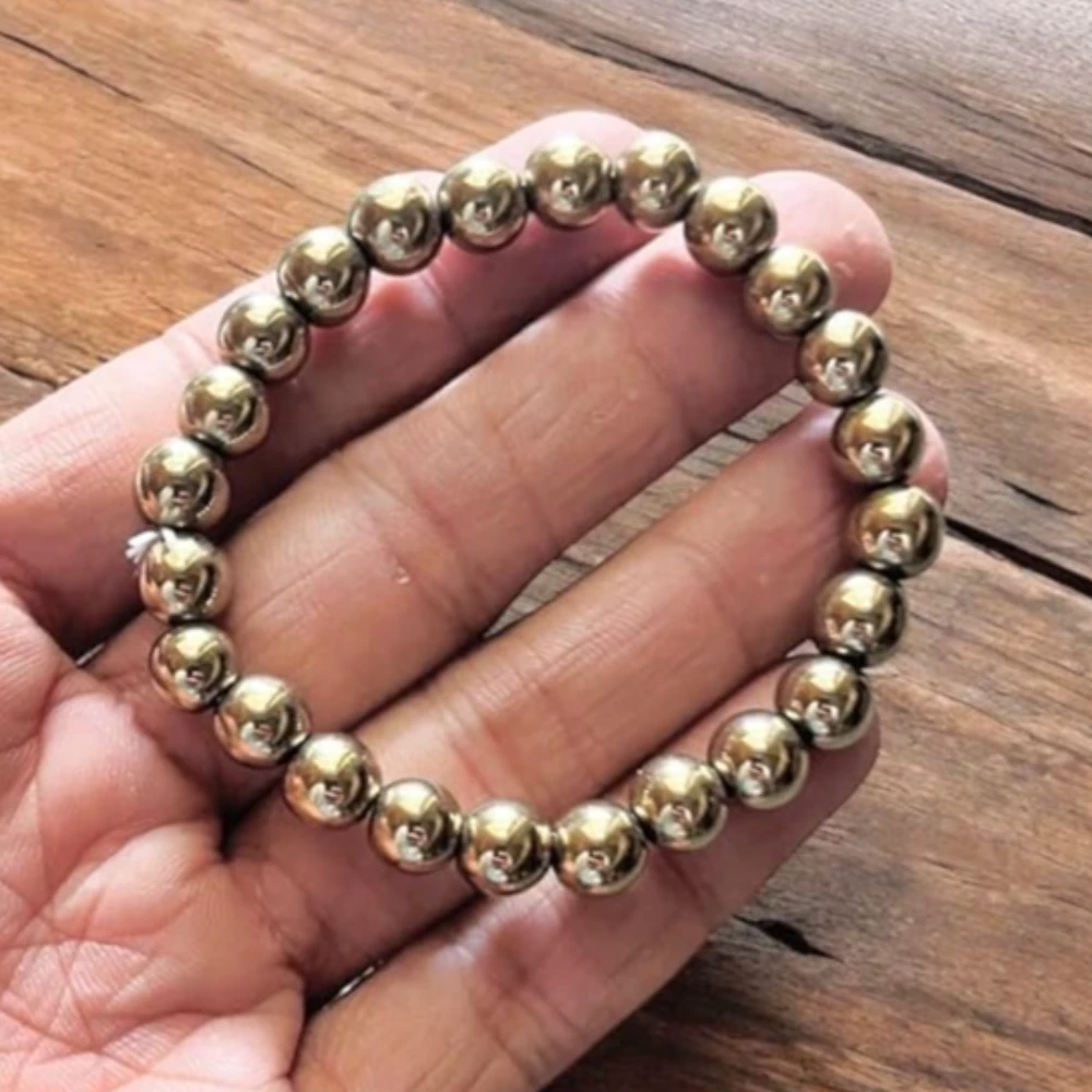 AgatesVibe Pyrite Stone Original Stone and Bracelet for Vastu/Working Table Décor | Wealth and Business Luck | Enhanced Willpower and Manifestation