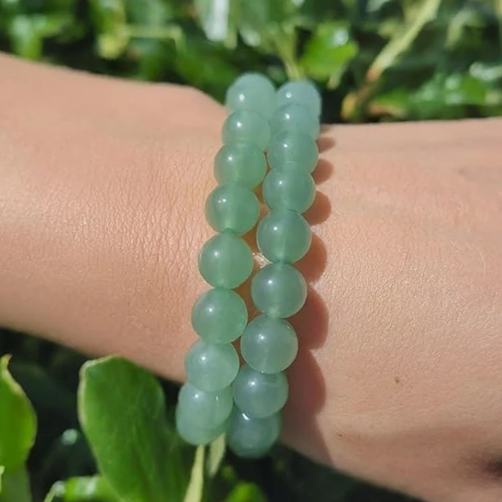Agatesvibe Natural Certified 8mm Healing Crystal Bracelet | Unisex Stretchable Design | Chakra Balancing, Inner Peace & Abundance for Overall Well-being (Pack of 1) (Green Jade)