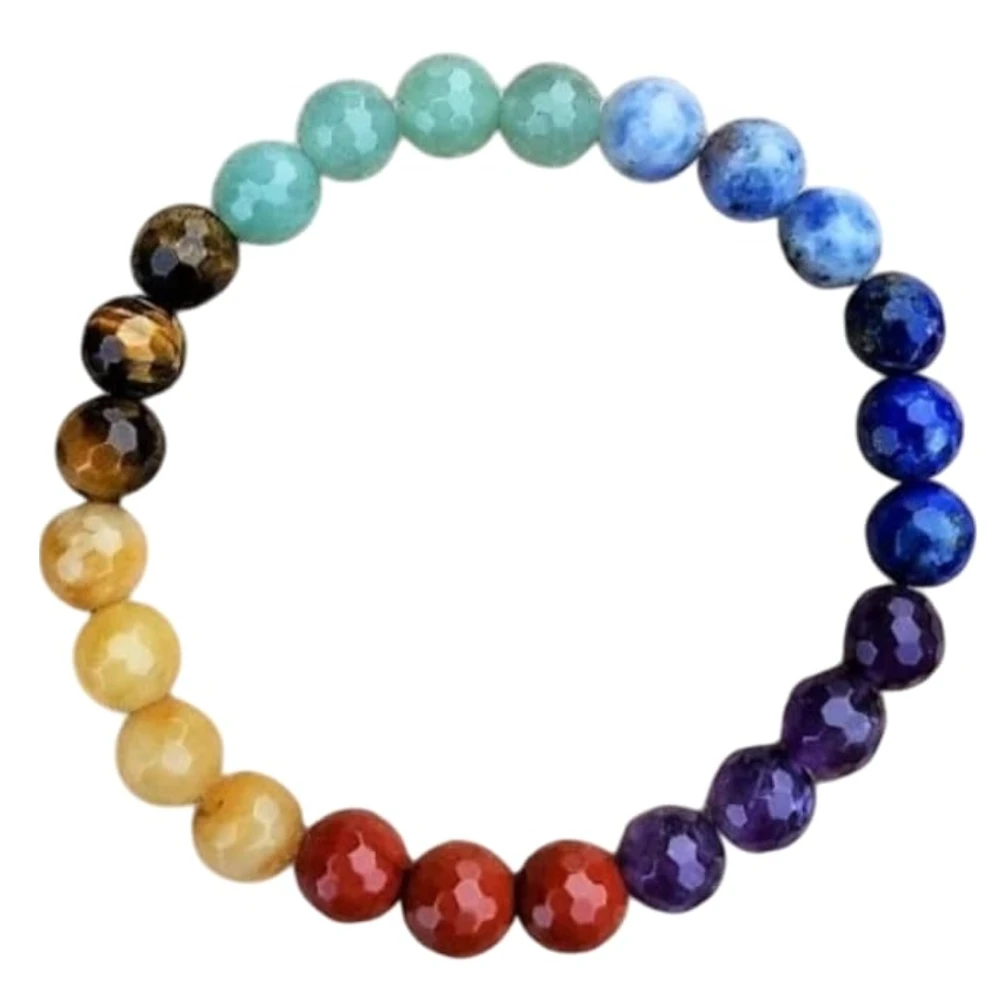 Agatesvibe 7 Chakra Healing Bracelet | Red Jasper, Amethyst & Energy Balancing Stones (Pack of 1)
