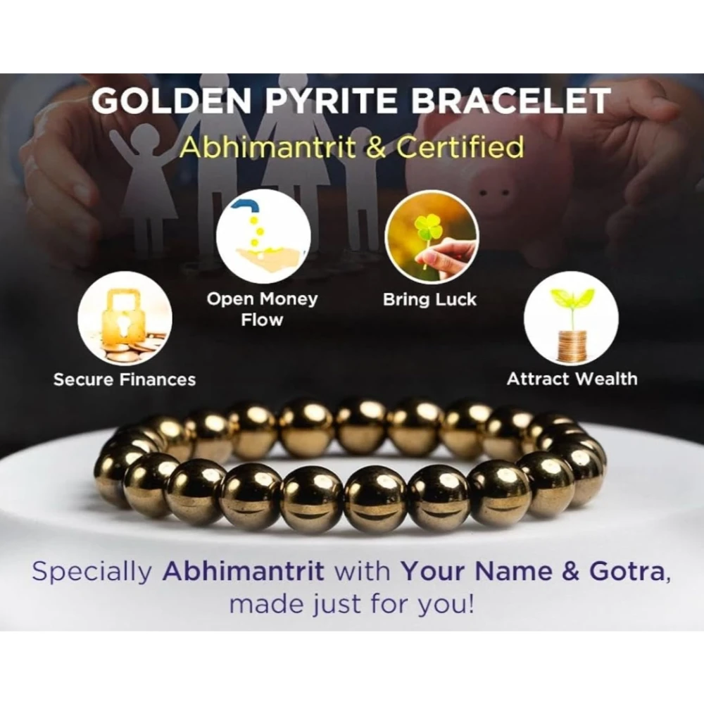 AgatesVibe Pyrite Stone Original Stone and Bracelet for Vastu/Working Table Décor | Wealth and Business Luck | Enhanced Willpower and Manifestation
