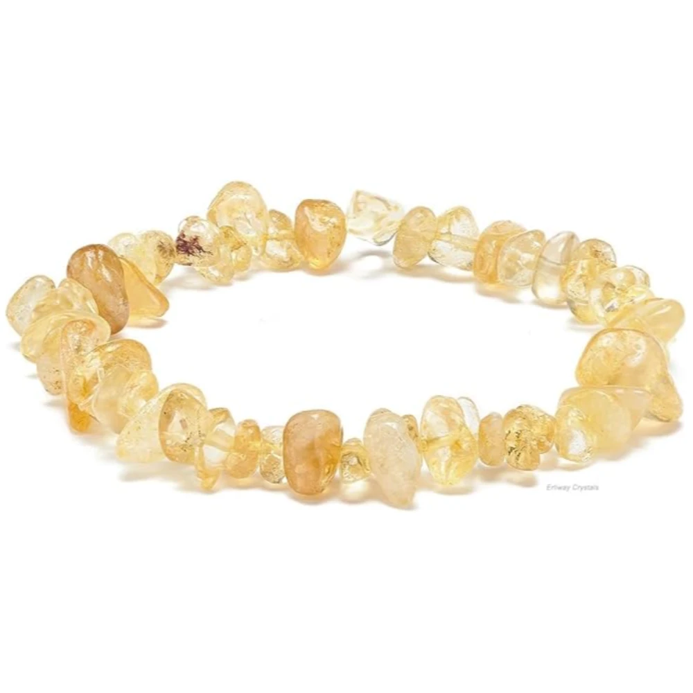 Agatesvibe Crystals Stretch Bracelet Irregular Beads Stretch Healing Crystals Chips Natural Gemstone for Women Jewelry Reiki Meditation (Pack of 1) (Citrine)