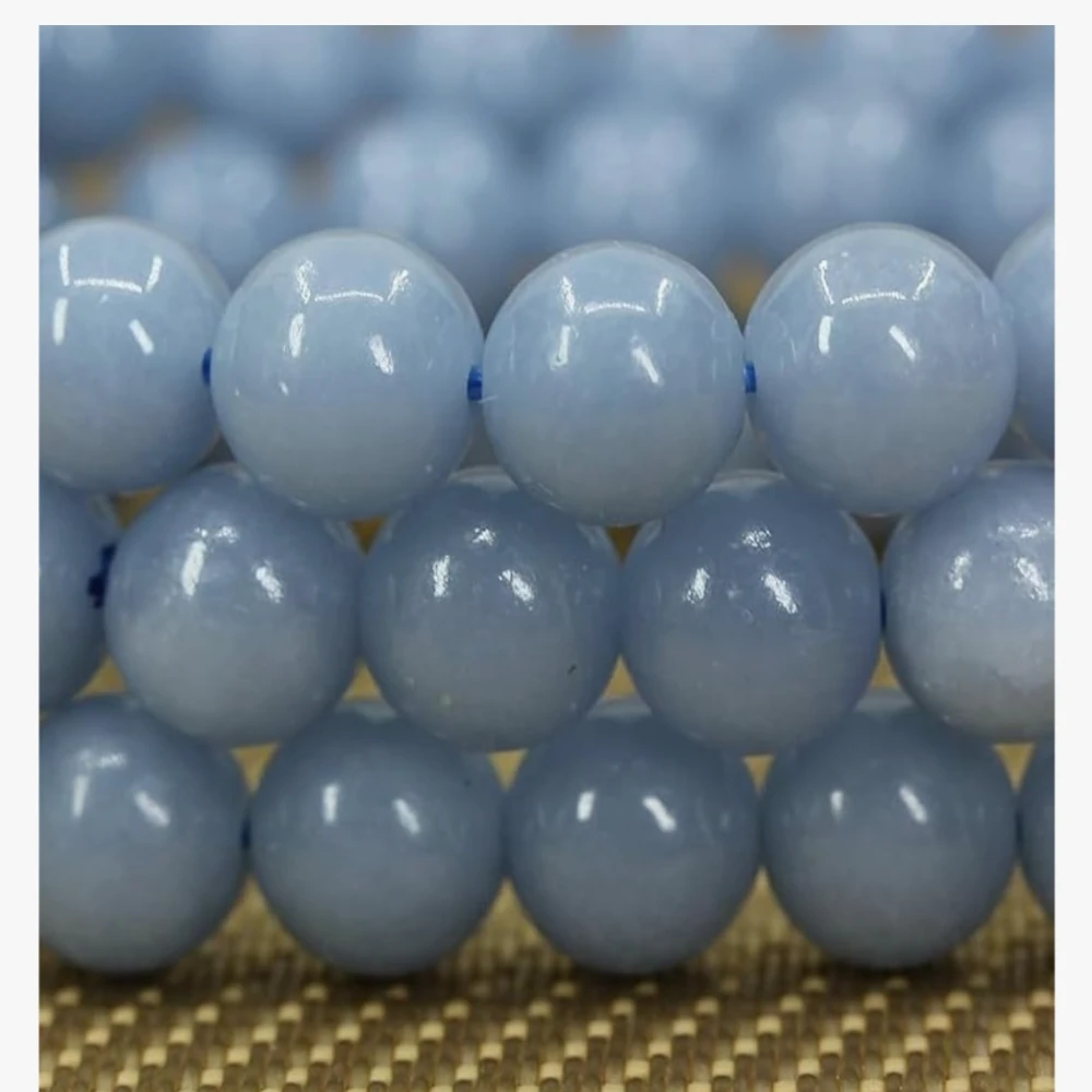Agatesvibe Handmade Gem Semi-Precious Gemstone 8mm Round Beads Stretch Bracelet – 7" Unisex (Pack of 1) (Blue Angelite)