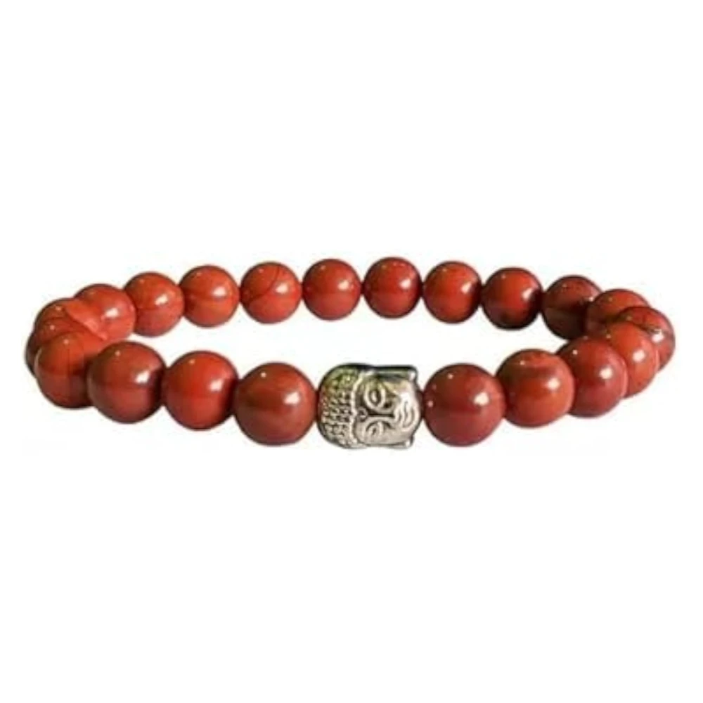 Agatesvibe Red jasper Beads Buddha Head Charm Bracelet tone Bracelet for Reiki Healing and Crystal Healing Stone Bracelet (Pack of 1)