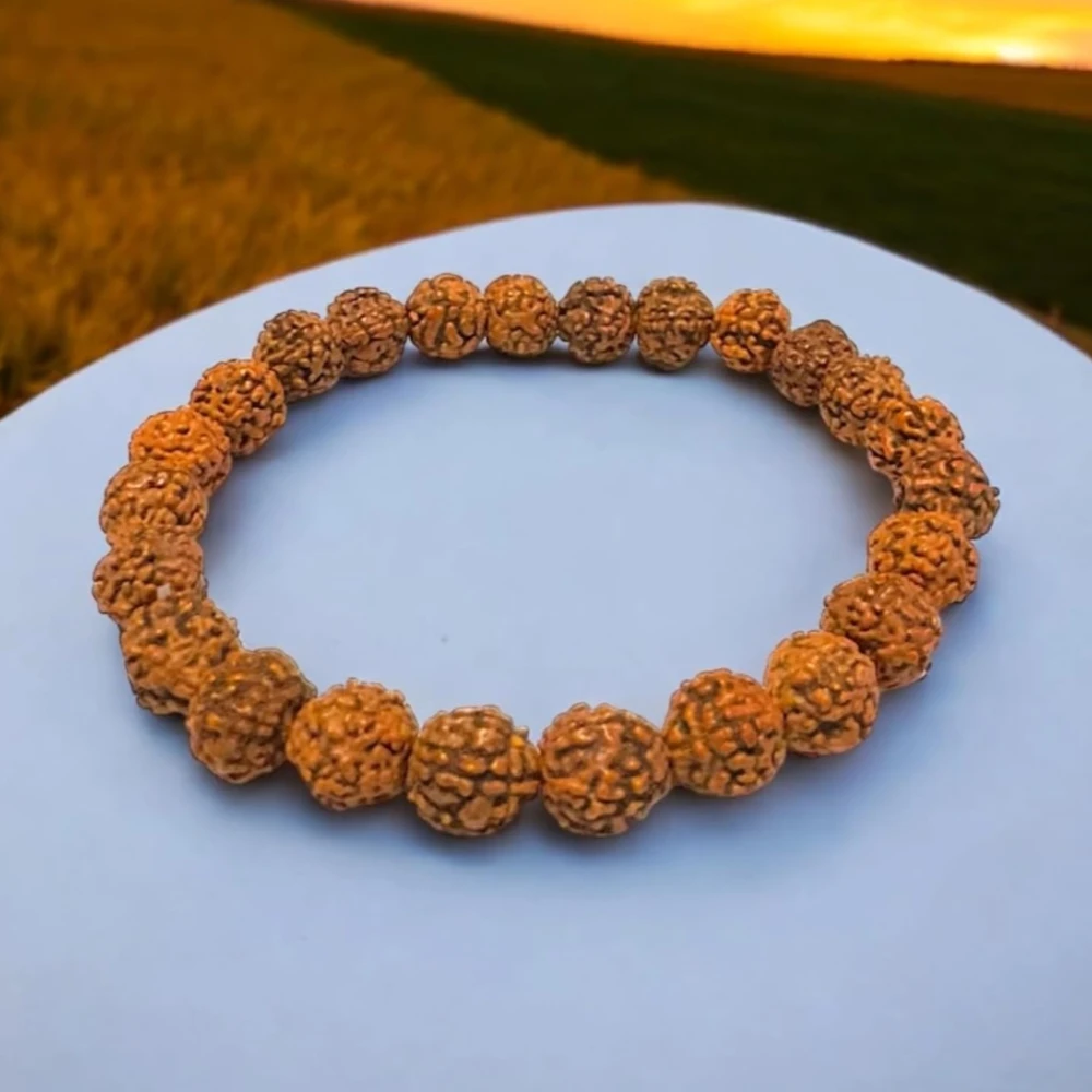 Agatesvibe Genuine 5 Mukhi Rudraksha Bracelet – Original Certified, Hand-Worn & Regularly Blessed by Lord Rudra | Kalagni Panch Mukhi for Men & Women (Pack of 1)
