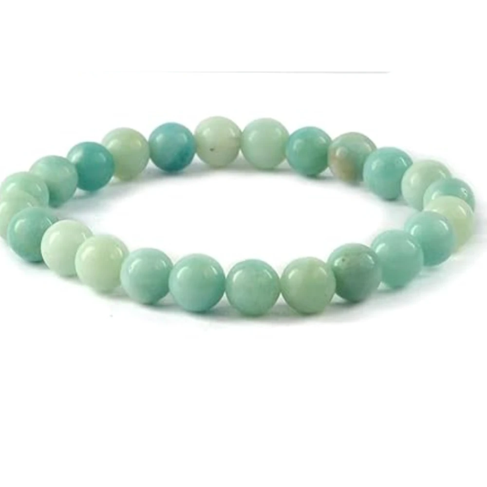 Agatesvibe Handmade Gem Semi Precious Gemstone 8mm Round Beads Stretch Bracelet 8mm Bead Size (Turquoise Green Sea Sediment Jasper)