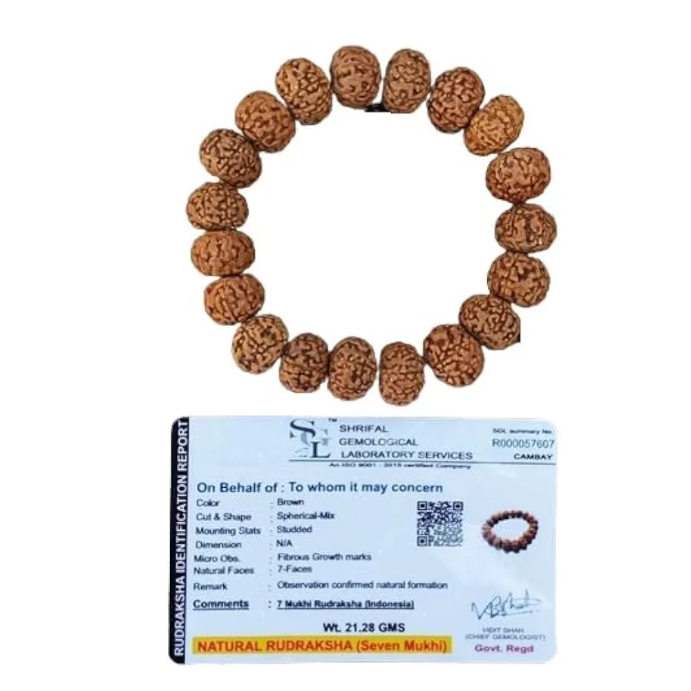 7 Mukhi Lab Certified Rudraksha Bracelet, Shiva Bracelet, Yoga Bracelet, Seven Faced Rudraksha Bracelet, Gift For Yoga Lover