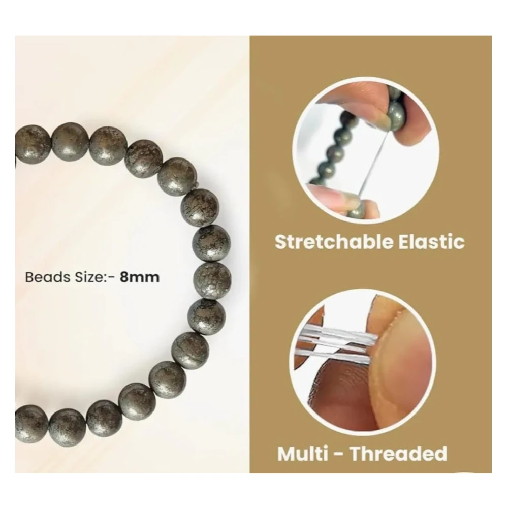 Agatesvibe "Original Certified Pyrite (पायराइट) Bracelet | Real Pairait Stone Crystal ब्रेसलेट for Men & Women | Golden Pyrite Energy Bracelet(Pack of 1)