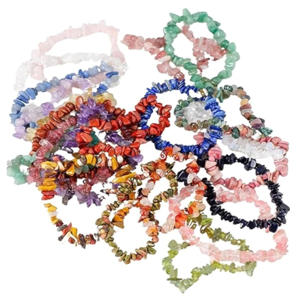 Agatesvibe Crystals Stretch Bracelet Irregular Beads Stretch Healing Crystals Chips Natural Gemstone for Women Jewelry Reiki Meditation (Pack of 1) (Howlite)