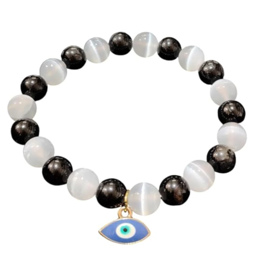 Agatesvibe Negative Dream Protection Bracelets: Black Tourmaline and Selenite Natural Stones (Pack of 1)