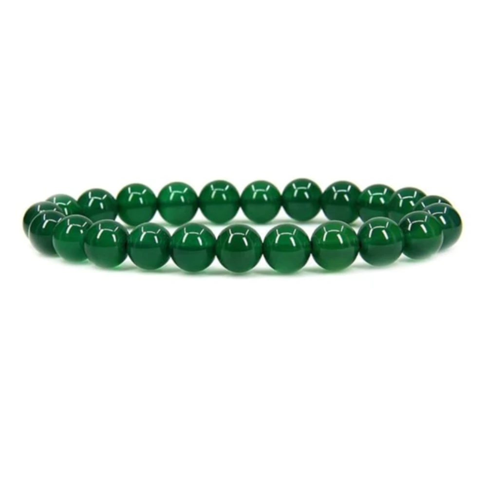 Agatesvibe Handmade Gem Semi Precious Gemstone 8mm Round Beads Stretch Bracelet 8mm Bead Size (Green Agate)