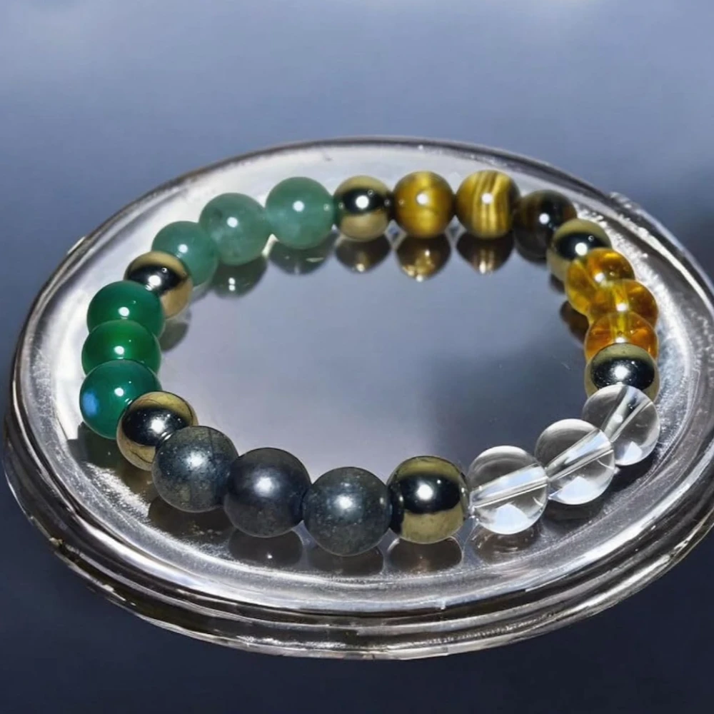 Agatesvibe Certified Dhan Yog Bracelet for Wealth & Financial Prosperity – Powerful Astrology Bracelet for Men & Women Made with Original Pyrite, Citrine & Green Aventurine Stones | Attracts Abundance, Career Growth, and Success (Pack of 1)