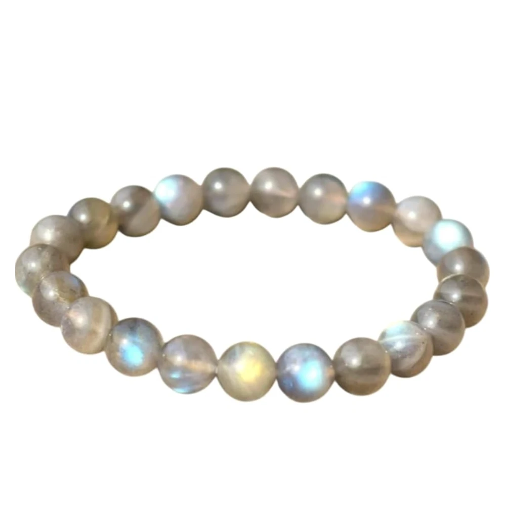 Agatesvibe "Labradorite Crystal Bracelet – Natural Crystal Healing Gemstone Jewellery | Beaded Stone Bracelet for Men & Women | Bead (Pack of 1)
