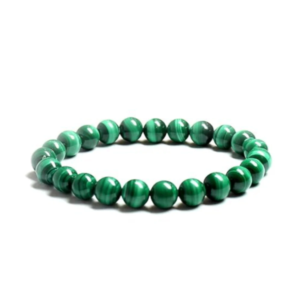 Agatesvibe Natural AAA++ Malachite Bracelet – 8mm Green Crystal Beads – Premium Jewelry Gift for Women (Pack of 1