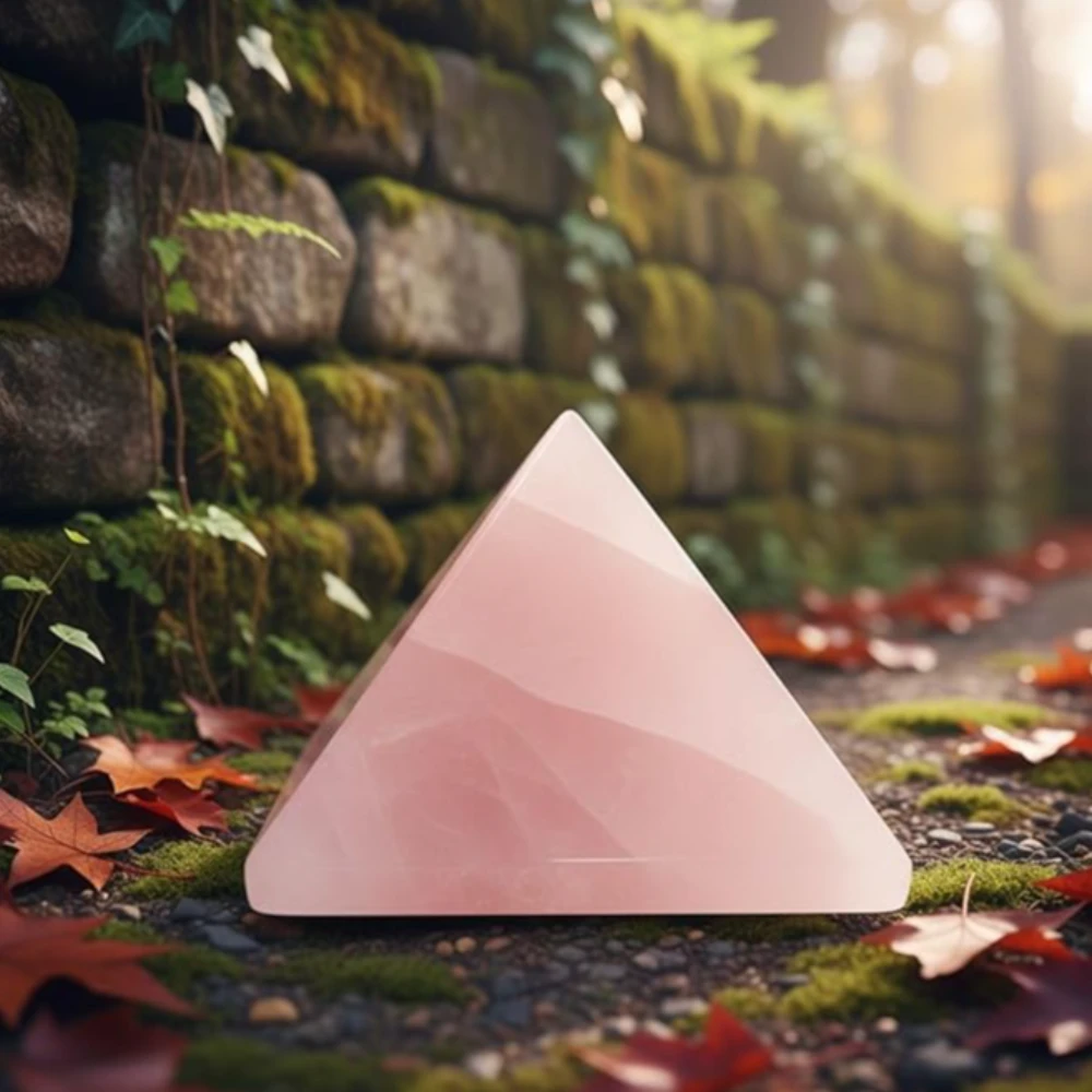Agatesvibe Certified Rose Quartz Crystal Pyramid (1 Inch) for Love, Harmony & Positive Energy