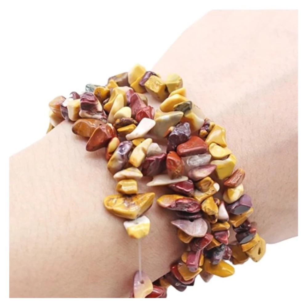 Agatesvibe Crystals Stretch Bracelet Irregular Beads Stretch Healing Crystals Chips Natural Gemstone for Women Jewelry Reiki Meditation (Pack of 1) (Mookaite)