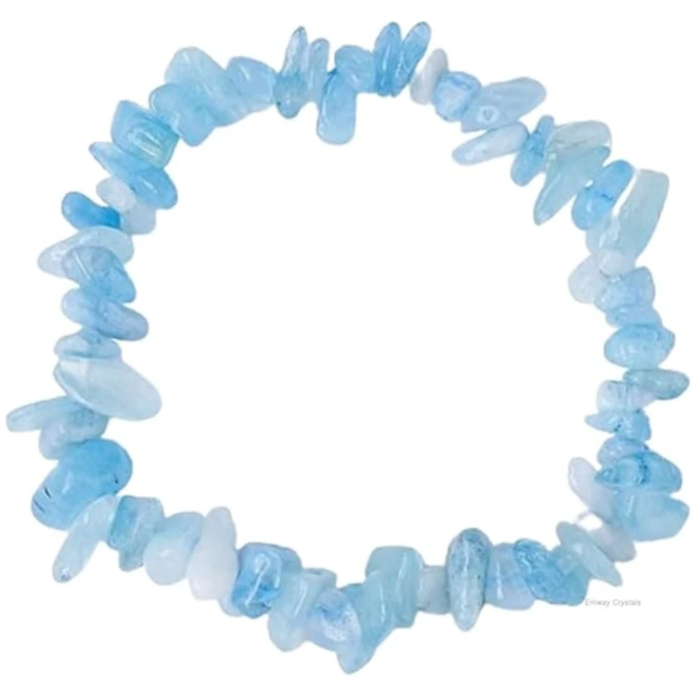 Agatesvibe Crystals Stretch Bracelet Irregular Beads Stretch Healing Crystals Chips Natural Gemstone for Women Jewelry Reiki Meditation (Pack of 1) (Aquamarine)