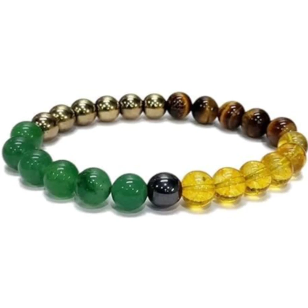 Agatesvibe Money Magnet Bracelet Pyrite, Green Aventurine, Citrine, Hematite, Tiger Eye Stone For Attracting Money, Financial Success, Good Luck, Crystal Healing Natural Gemstone Unisex-Adult