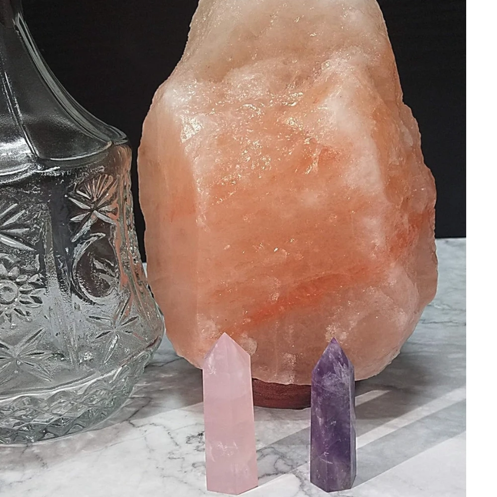Agatesvibe Goege Bailey Amethyst Crystal Wand – Healing Stone | Faceted Reiki Chakra Meditation Tool for Energy Balancing & Spiritual Therapy (Pink Rose Quartz & Purple Amethyst)