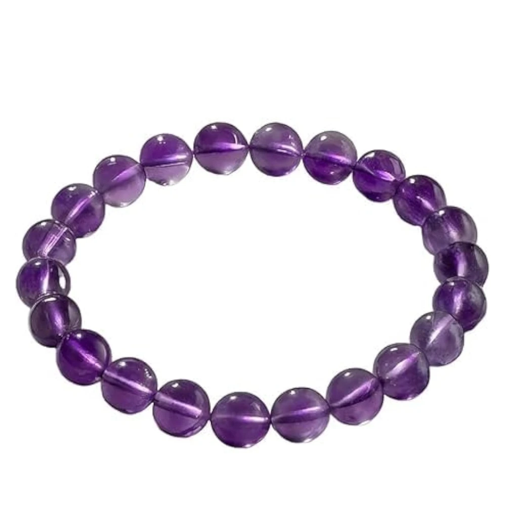 Agatesvibe Natural Certified 8mm Healing Crystal Bracelet | Stretchable, Suitable for Men and Women | for Chakra Balancing, Inner Peace, Abundance, and overall Well-being (Pack of 1) (Amethyst)