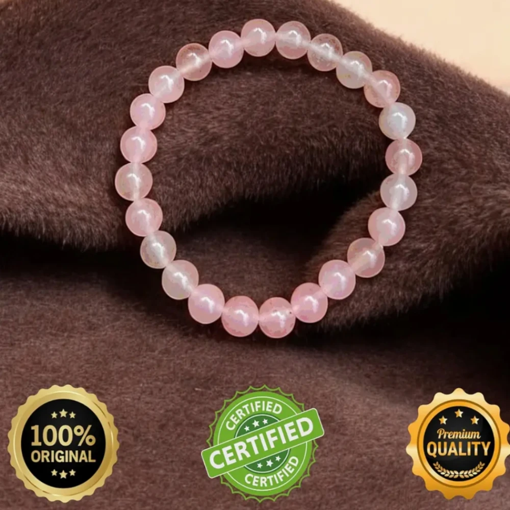 Original Rose Quartz Bracelet | AAA Quality | Premium Crystal for Love, Relationships, Compassion & Self-Worth | With Lab Cirtificate | Handmade Stretchable Bracelet | Unisex