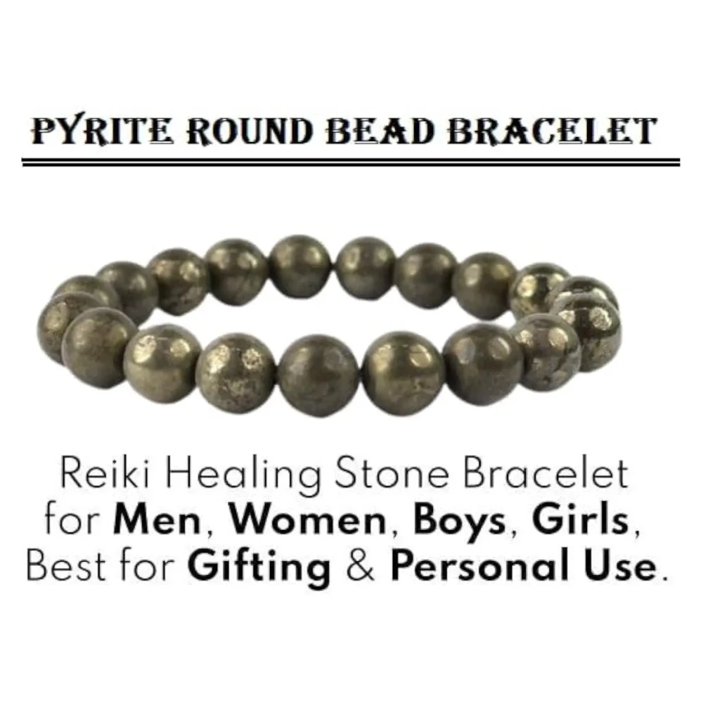 Agatesvibe "Original Certified Pyrite (पायराइट) Bracelet | Real Pairait Stone Crystal ब्रेसलेट for Men & Women | Golden Pyrite Energy Bracelet(Pack of 1)