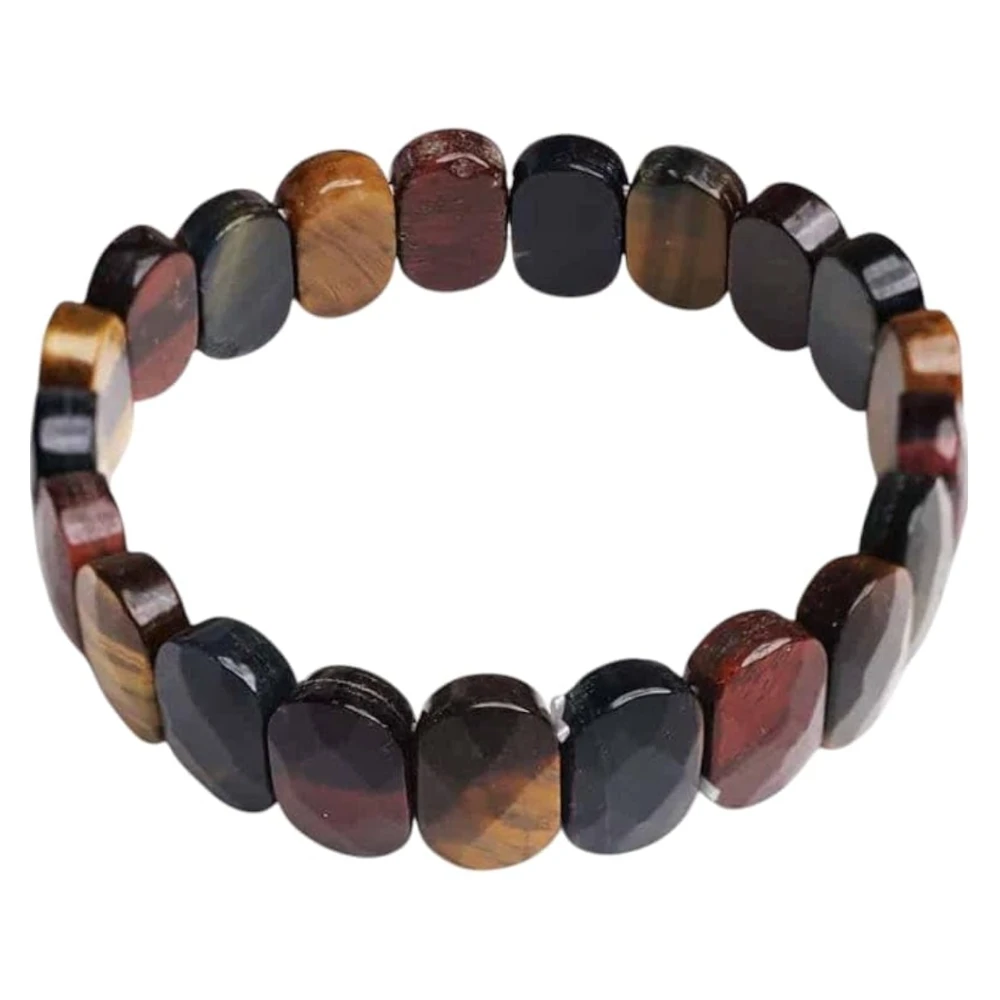 Agatesvibe "100% Natural IGLI Certified Black Tiger's Eye Crystal Bracelet – Reiki Chakra Healing, Yoga, Meditation, Feng Shui Energy Stone | Fancy Cut Beads, Stretchable, Unisex Jewelry(Pack of 1)