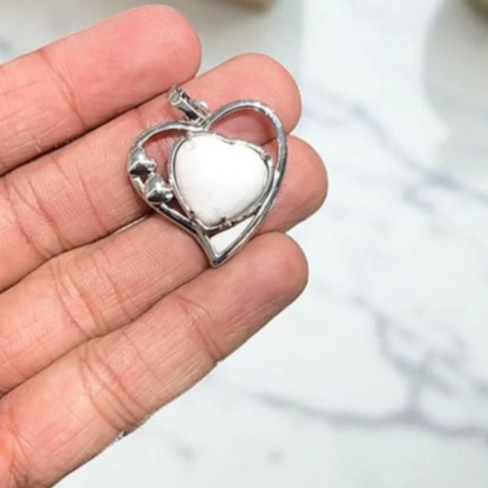 Agatesvibe Opalite Pendant – Natural Healing Crystal Pendant/Locket with Metal Chain | Energy Stone for Reiki, Chakra Balancing & Spiritual Growth | Handmade Gemstone Jewelry for Men & Women (Pack of 1) (White)