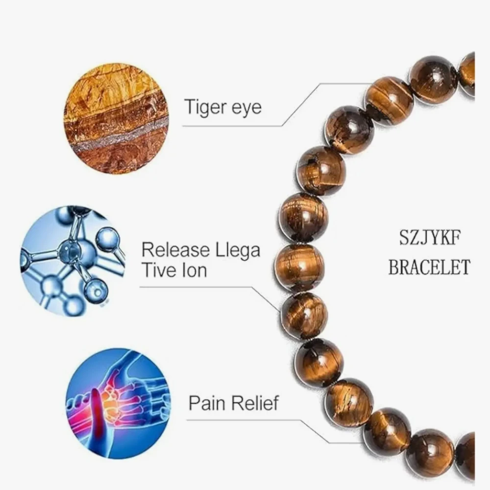 Agatesvibe 2 Pack Natural Stone Bracelets for Men, 8mm Tiger Eye | Lava Rock Stretch Beaded Bracelets for Adult Gifts Fathers Day Anniversary Jewelry Birthday Gifts for Women Men