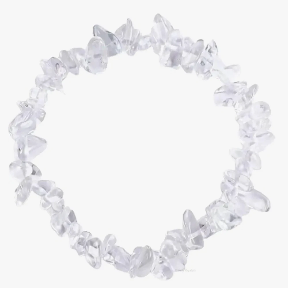Agatesvibe Crystals Stretch Bracelet Irregular Beads Stretch Healing Crystals Chips Natural Gemstone for Women Jewelry Reiki Meditation (Pack of 1) (Clear Quartz)