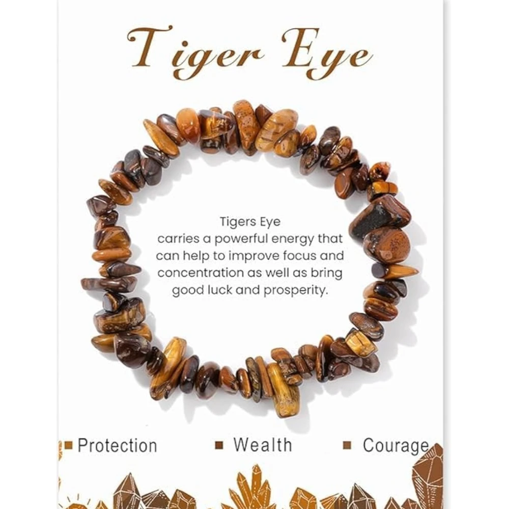 Agatesvibe Crystals Stretch Bracelet Irregular Beads Stretch Healing Crystals Chips Natural Gemstone for Women Jewelry Reiki Meditation (Pack of 1) (Tigers Eye)