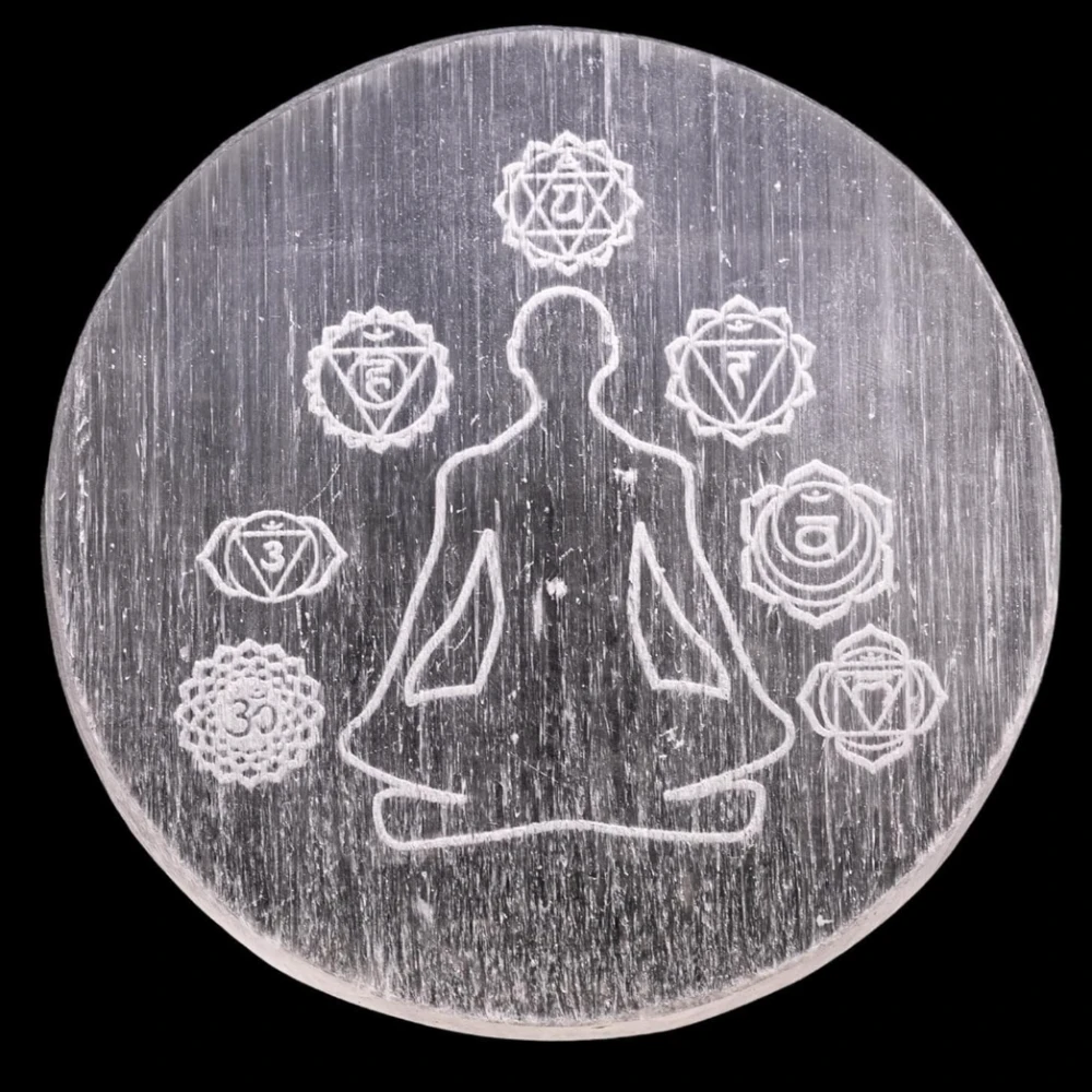 Agatesvibe Round Selenite Crystal Charging Plate - Natural Selenite Stone for Crystal Charging & Vastu (Selenite)