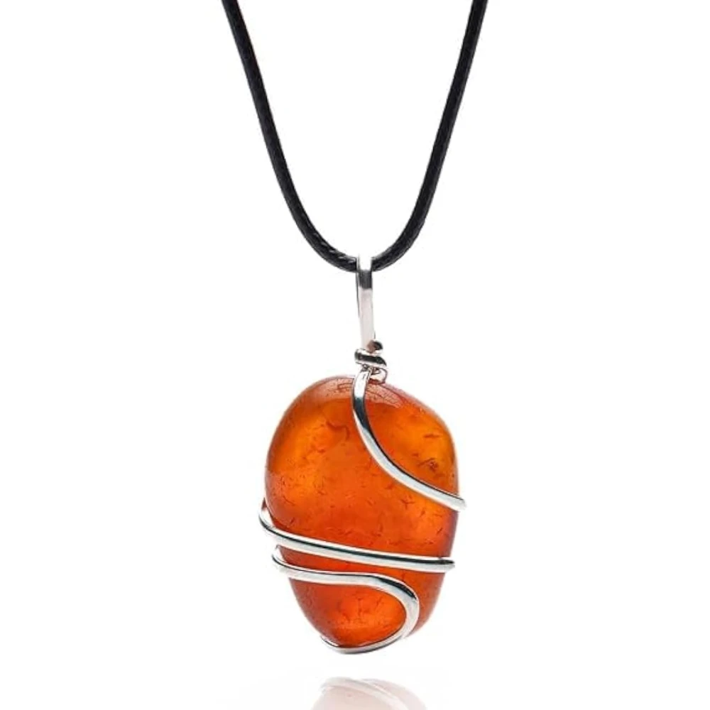 Agatesvibe Healing Crystal Pendant Necklace for Women – Handmade Jewelry with Ethically Sourced Genuine Crystals & Healing Stones (Pack of 1) (Carnelian)
