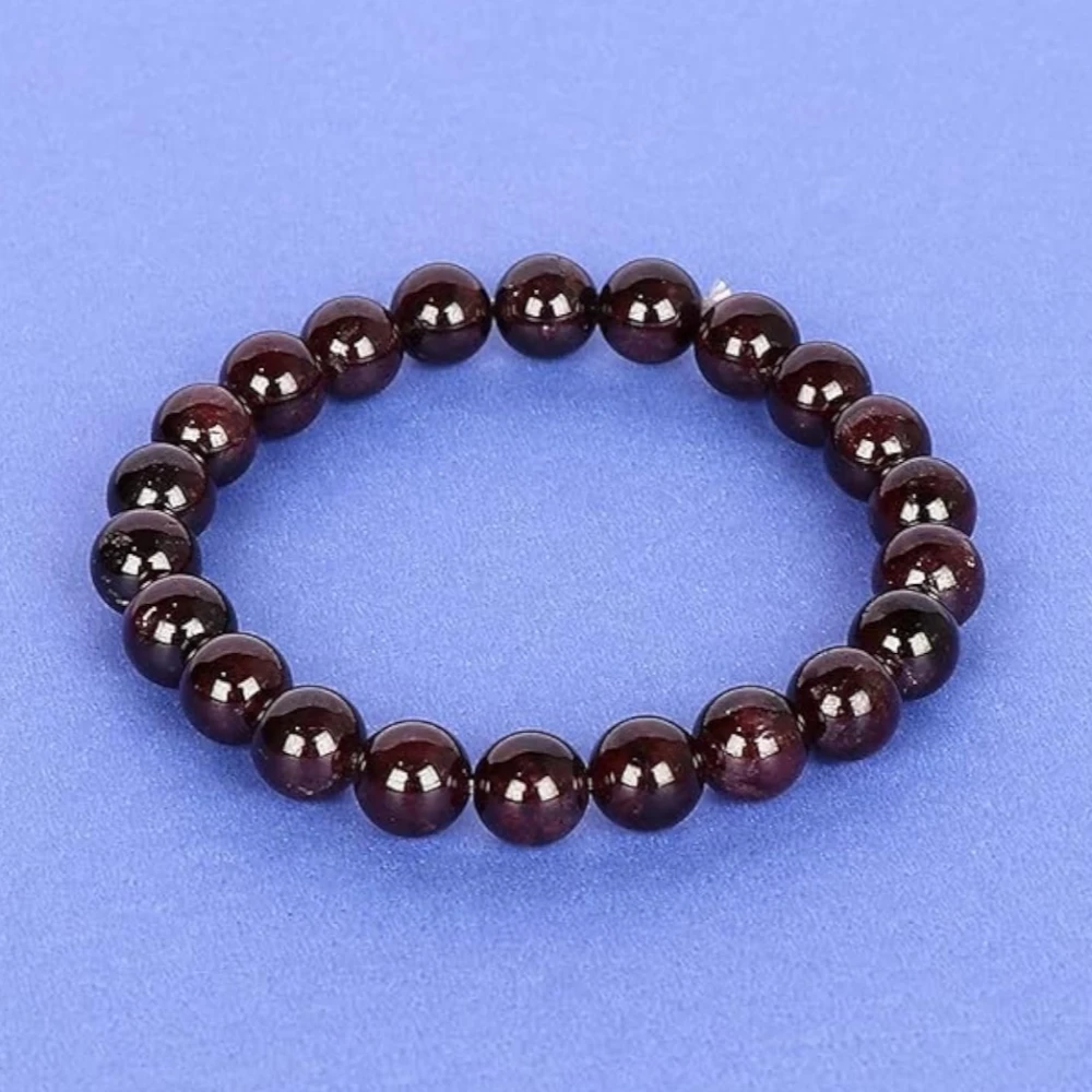 Agatesvibe Red Garnet Beaded Bracelet – Natural Stone Energy Healing Bracelet for Unisex Adults (8mm) (Pack of 1)